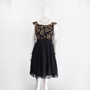 Glam Black & Gold Sequin Party Dress 🌟 Little Mistress